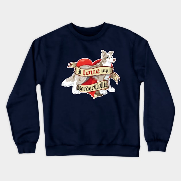 I Love My Border Collie - lilac Merle Crewneck Sweatshirt by DoggyGraphics